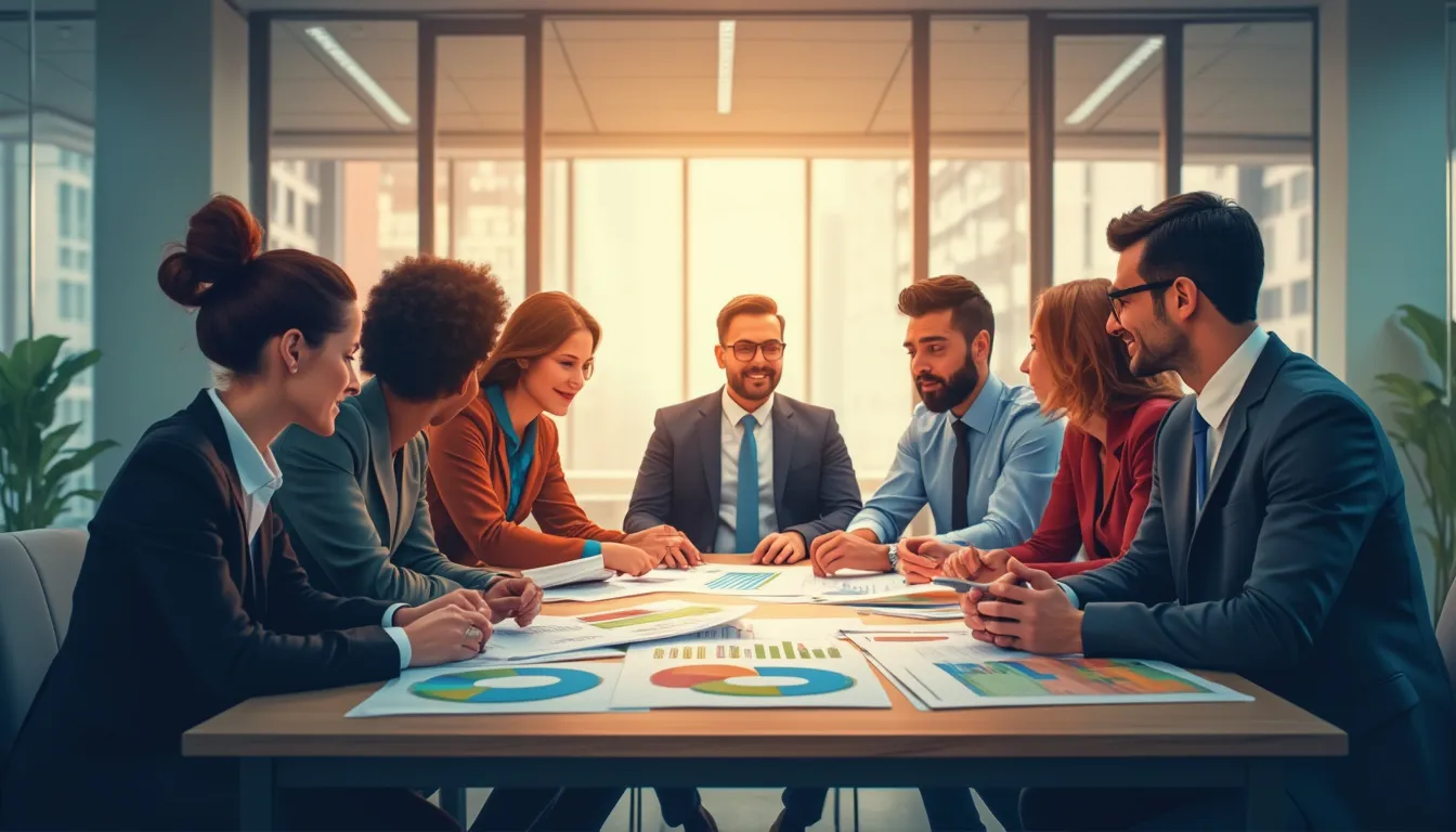 Équipe en réunion de management de transition