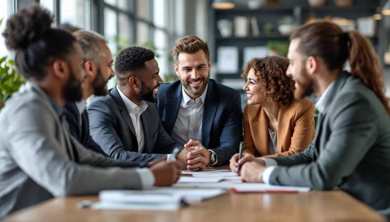 Une réunion collaborative entre managers dans un environnement syndiqué