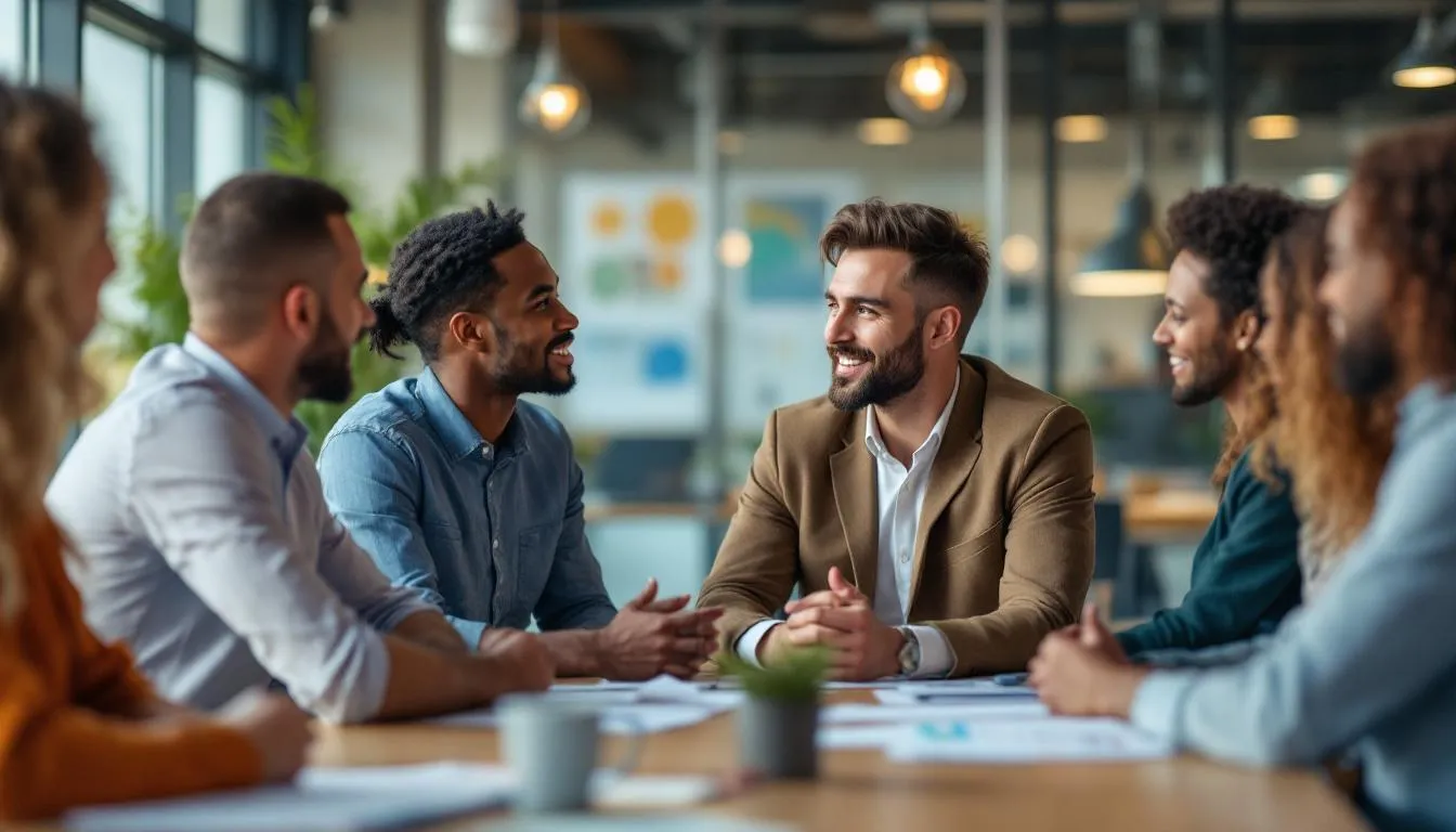 Équipe de leadership dynamique en réunion