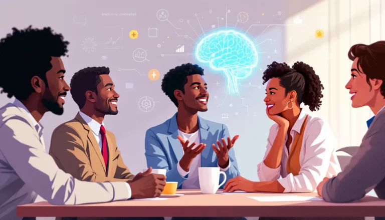 Professionnels en réunion sur la gestion du changement