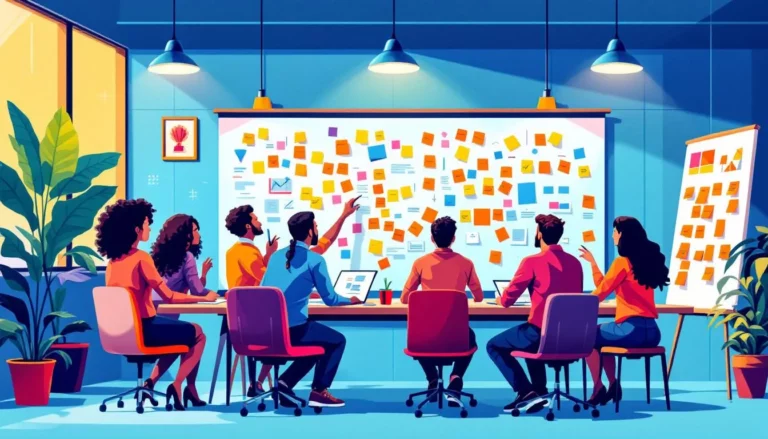 Collaboration créative dans un atelier de design thinking