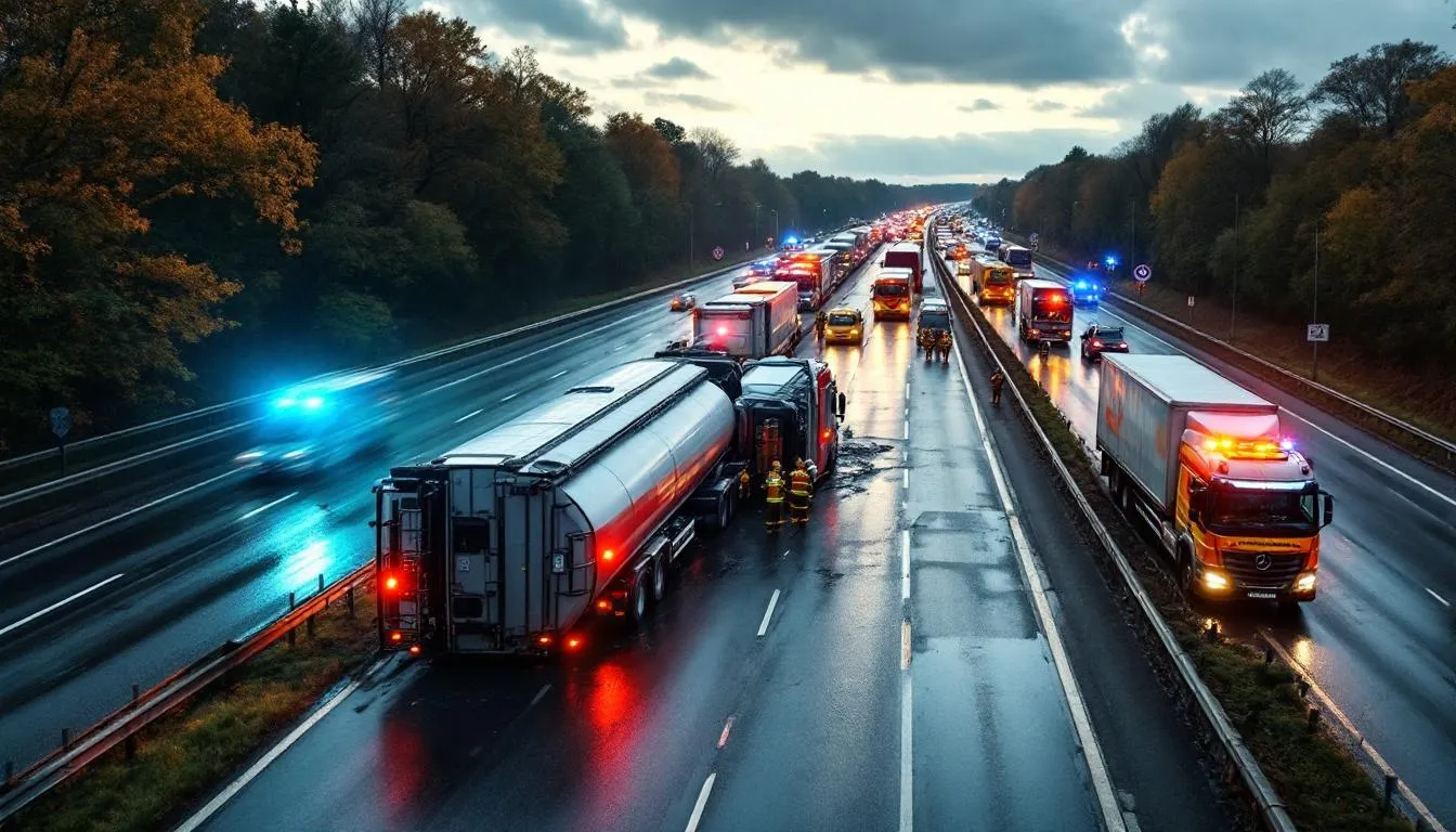 Un camion transportant des matières dangereuses couché sur l’A151 : évitez le secteur