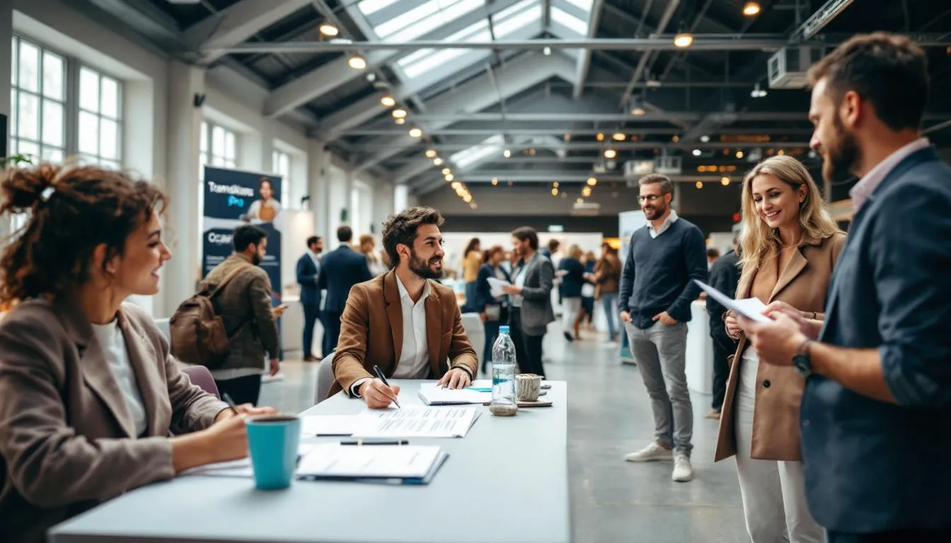 Forum de reconversion professionnelle dans le Rhône, participants et stands d'information