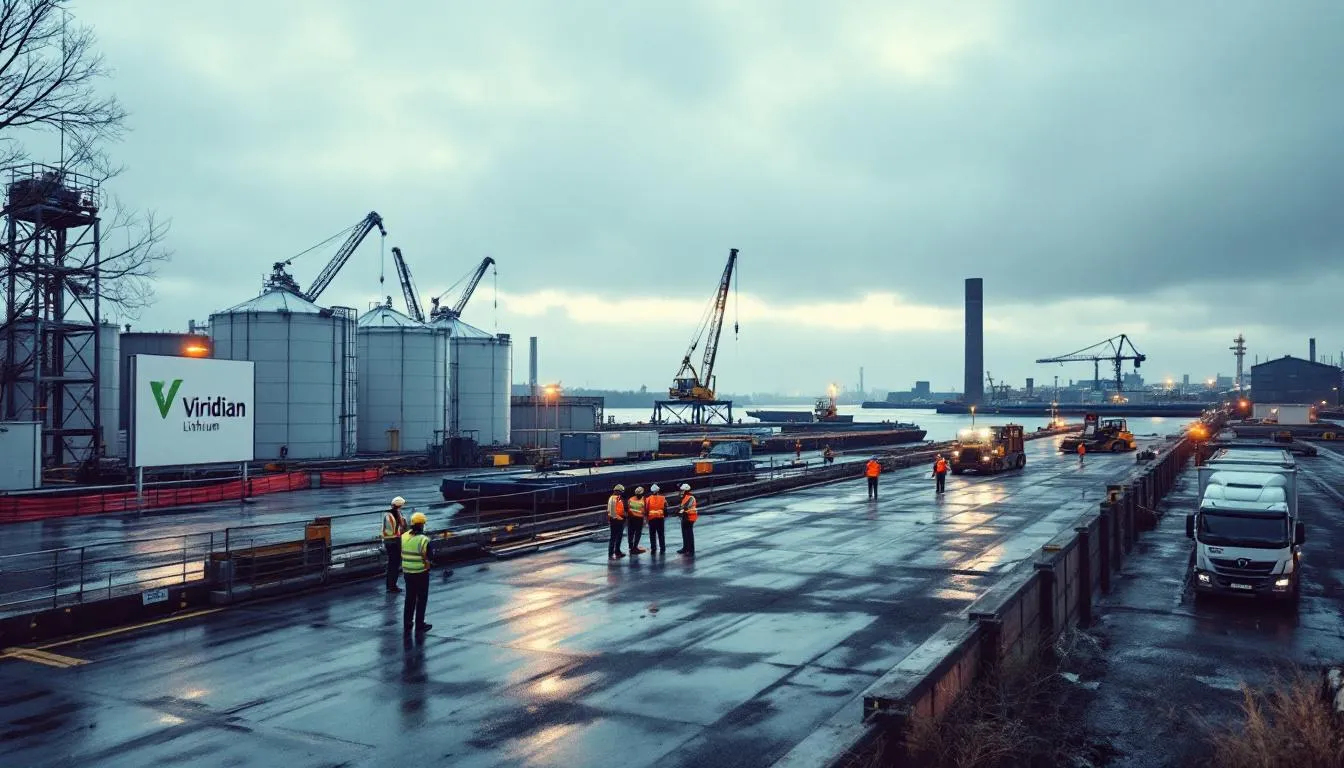Raffinerie Viridian à Lauterbourg, vue du port et parvis animé