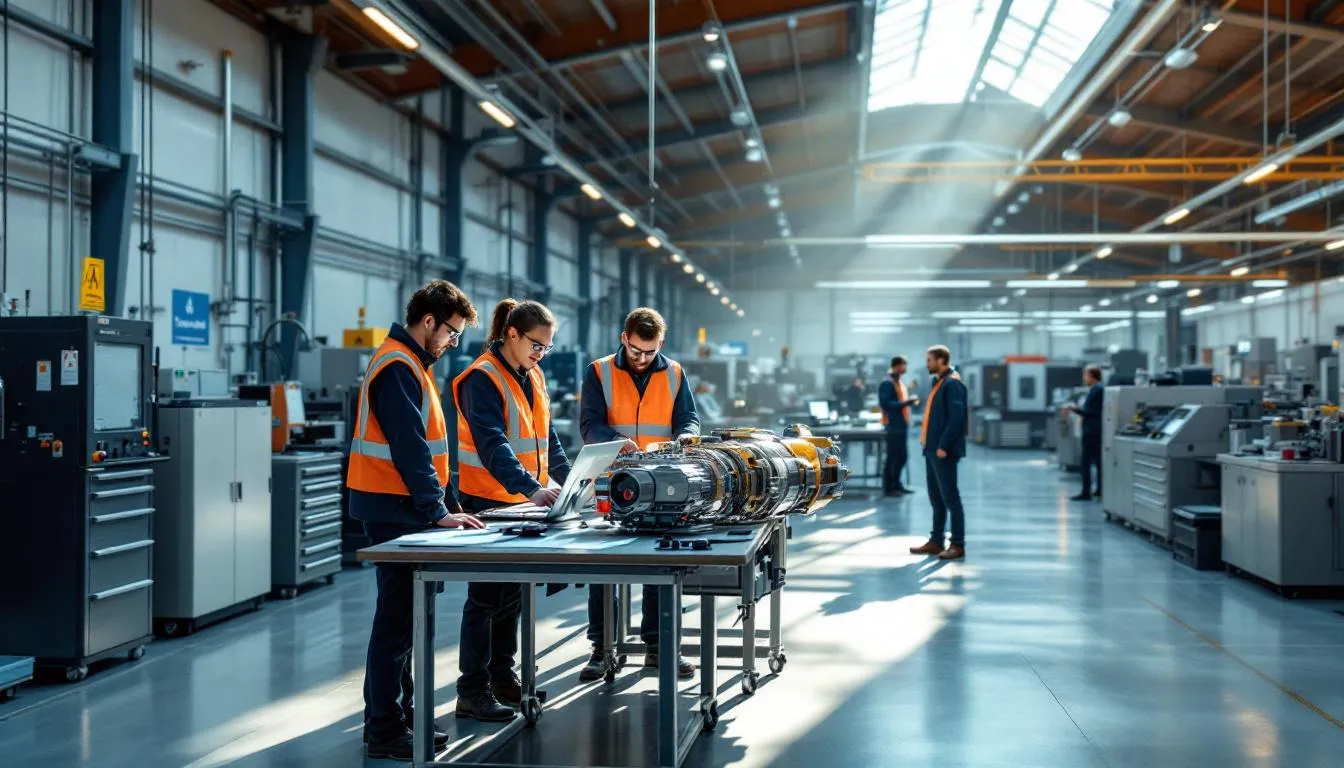 Plateforme technologique partagée en Île‑de‑France, ingénieurs autour d’un prototype