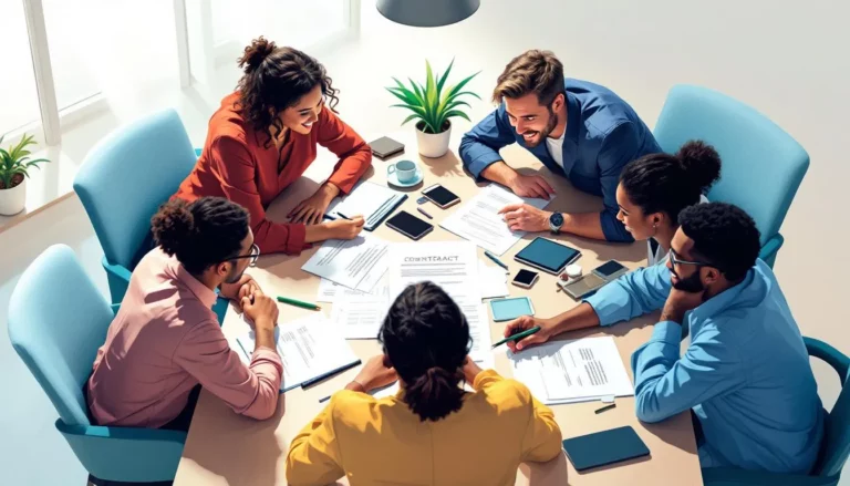 Réunion professionnelle sur la négociation de contrat