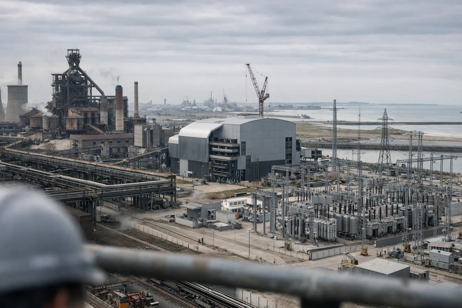 Vue de l’aciérie de Dunkerque autour du four électrique en projet