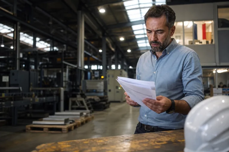 DAF de transition analysant la trésorerie dans un atelier industriel français