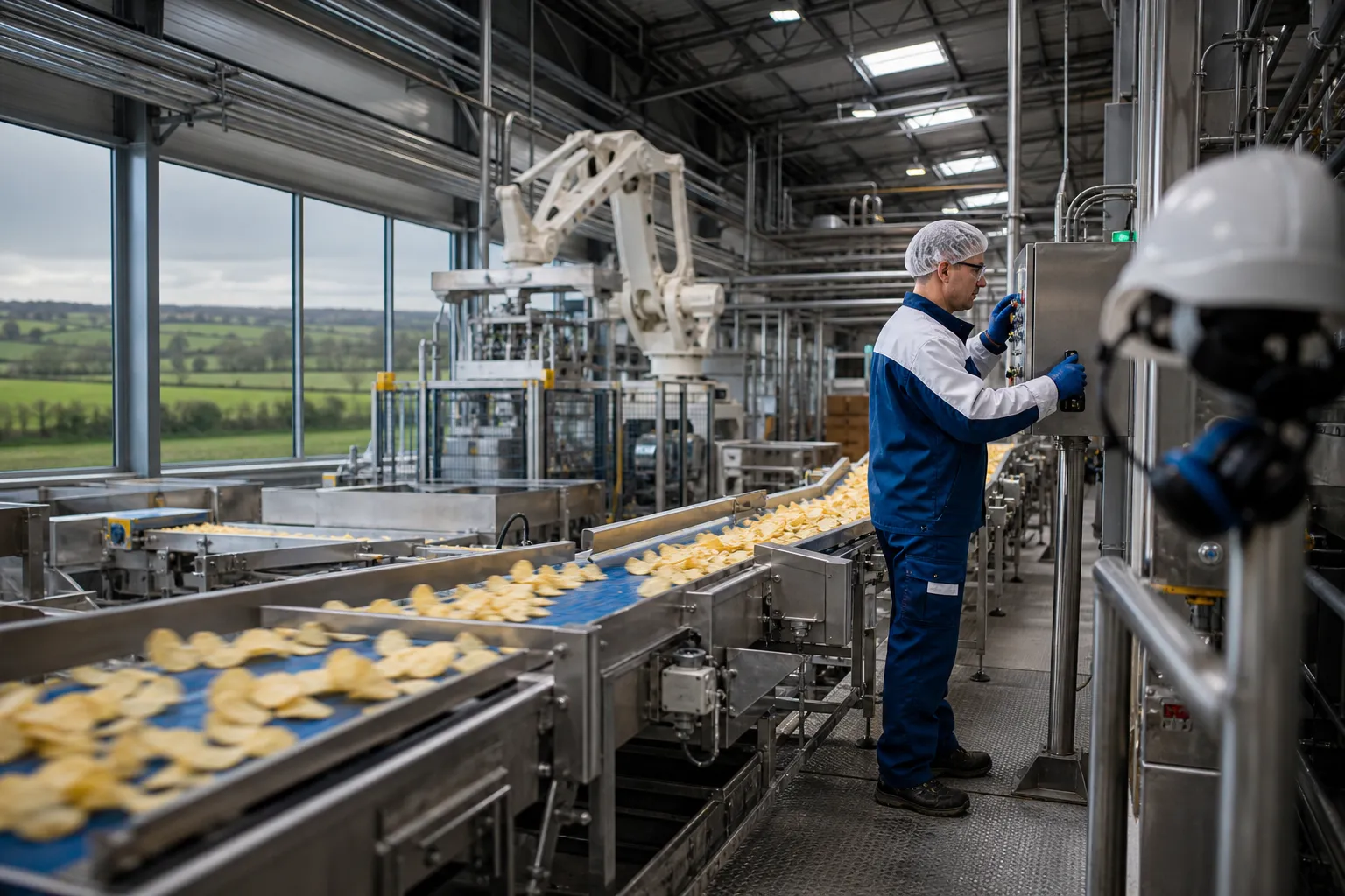 Technicien devant une ligne automatisée dans la nouvelle usine Altho-Brets en Bretagne