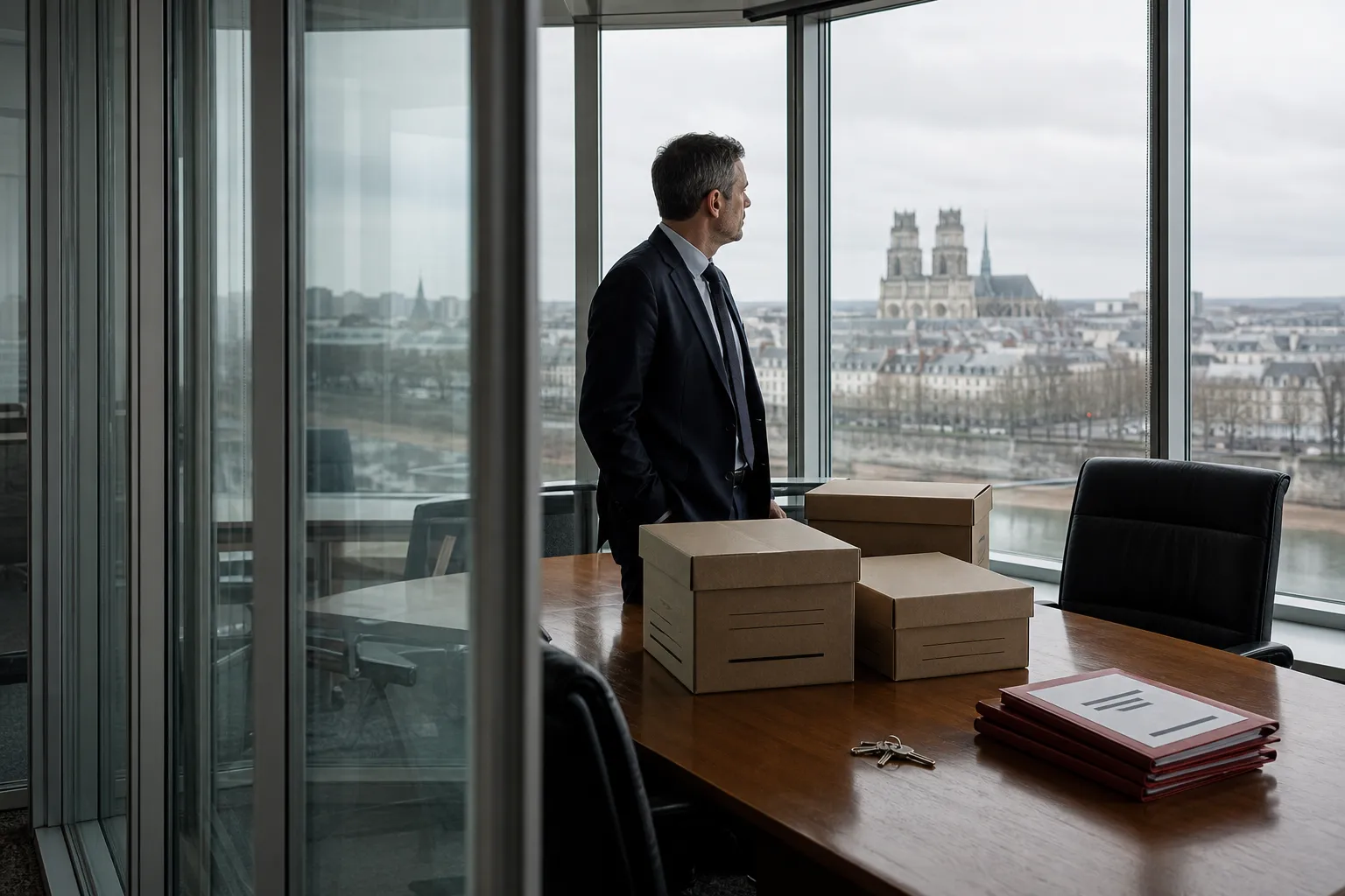 DAF dans un bureau d’Orléans préparant la reprise d’une entreprise en liquidation judiciaire